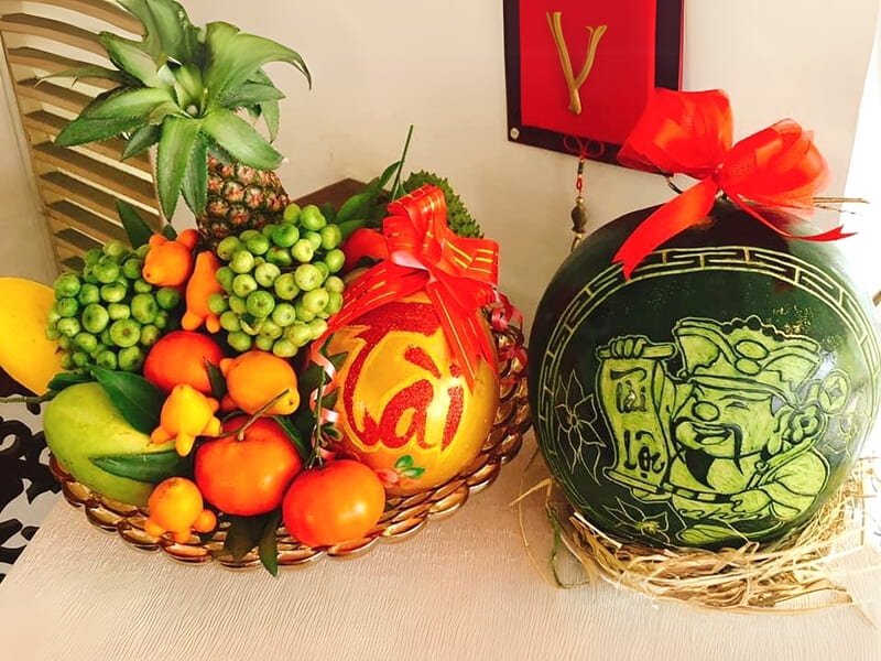 Giỏ trái cây ngũ quả là món quà biếu Tết độc đáo mang đậm nét truyền thống